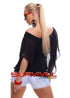 Scooped Neck Blouse Batwing Top